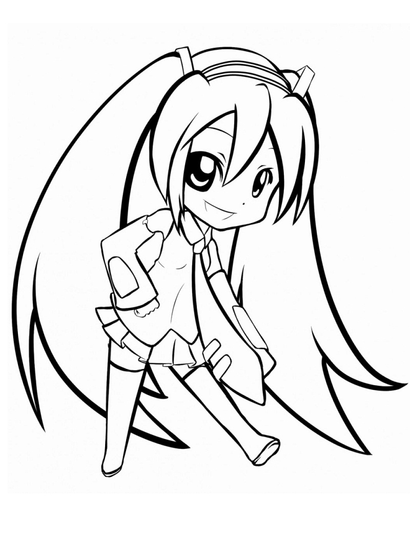 Cute Baby Miku Chibi Coloring Page Anime Coloring Pages