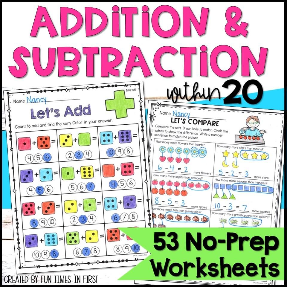 math worksheets for 1st grade addition and subtraction