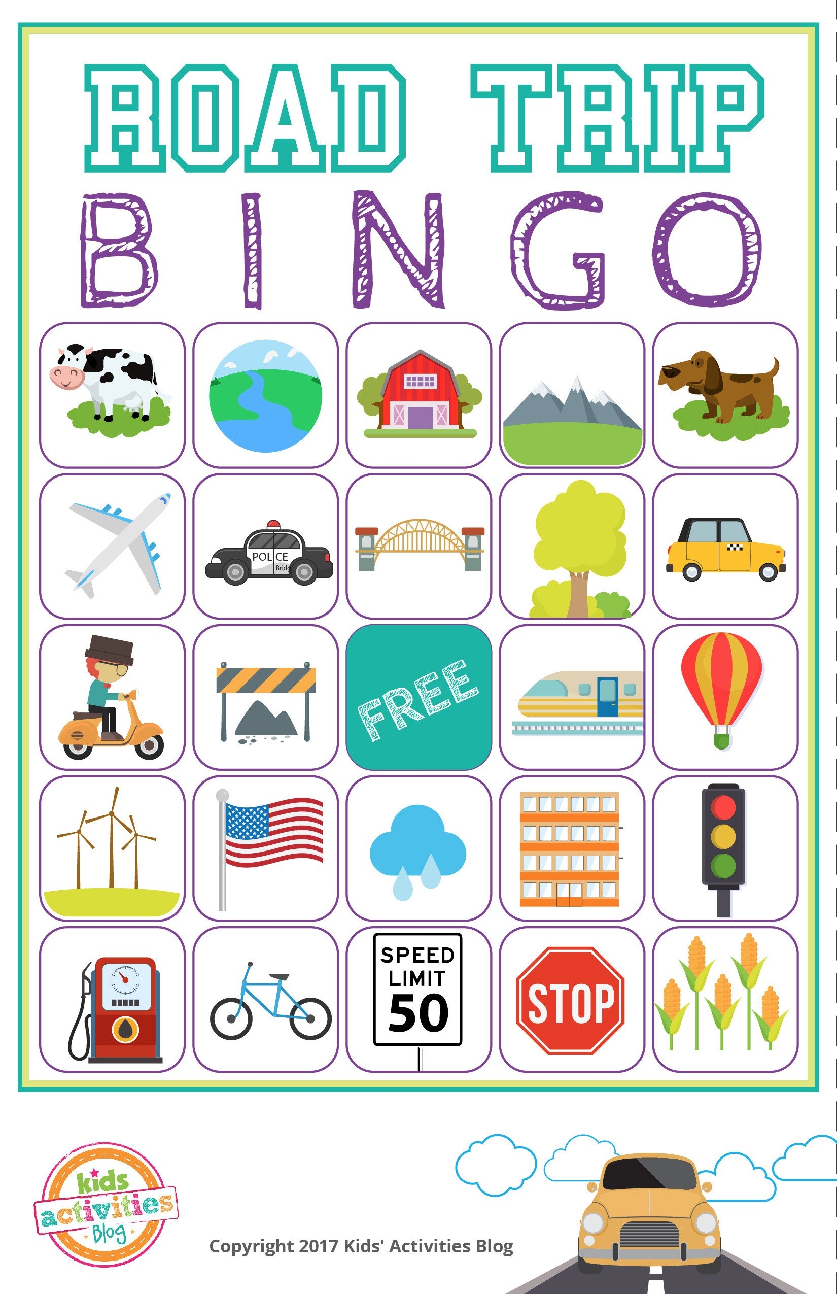 Free Printable Road Trip Games For Kids California Printable Road 