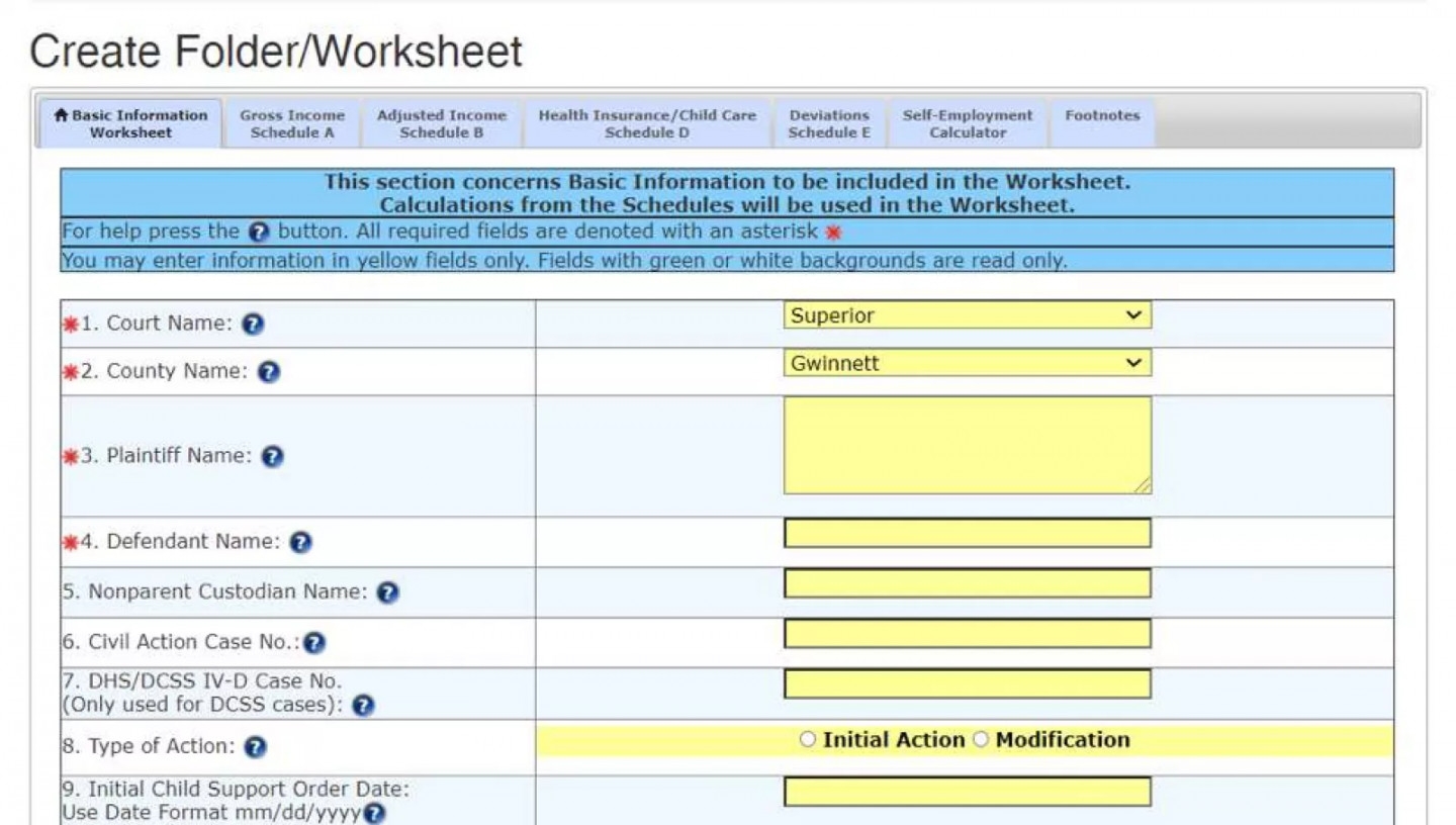 Georgia Child Support Worksheet Martin Lindelof