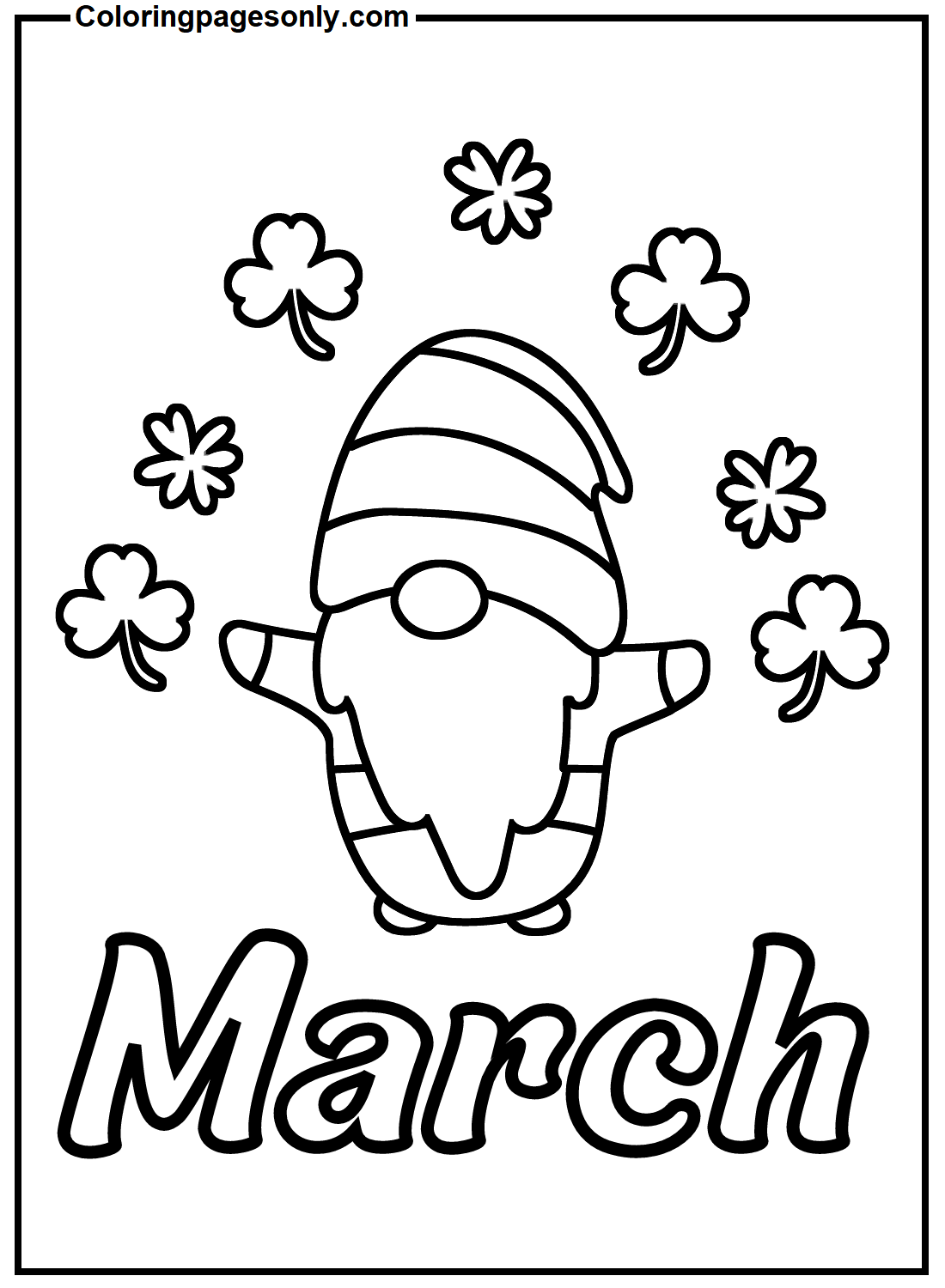Gnome In March Coloring Page Free Printable Coloring Pages