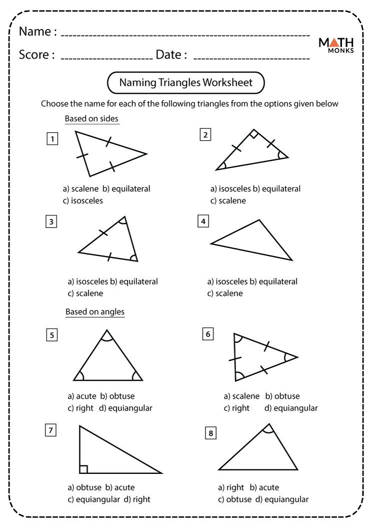 Worksheet Types Of Triangles Dev onallcylinders
