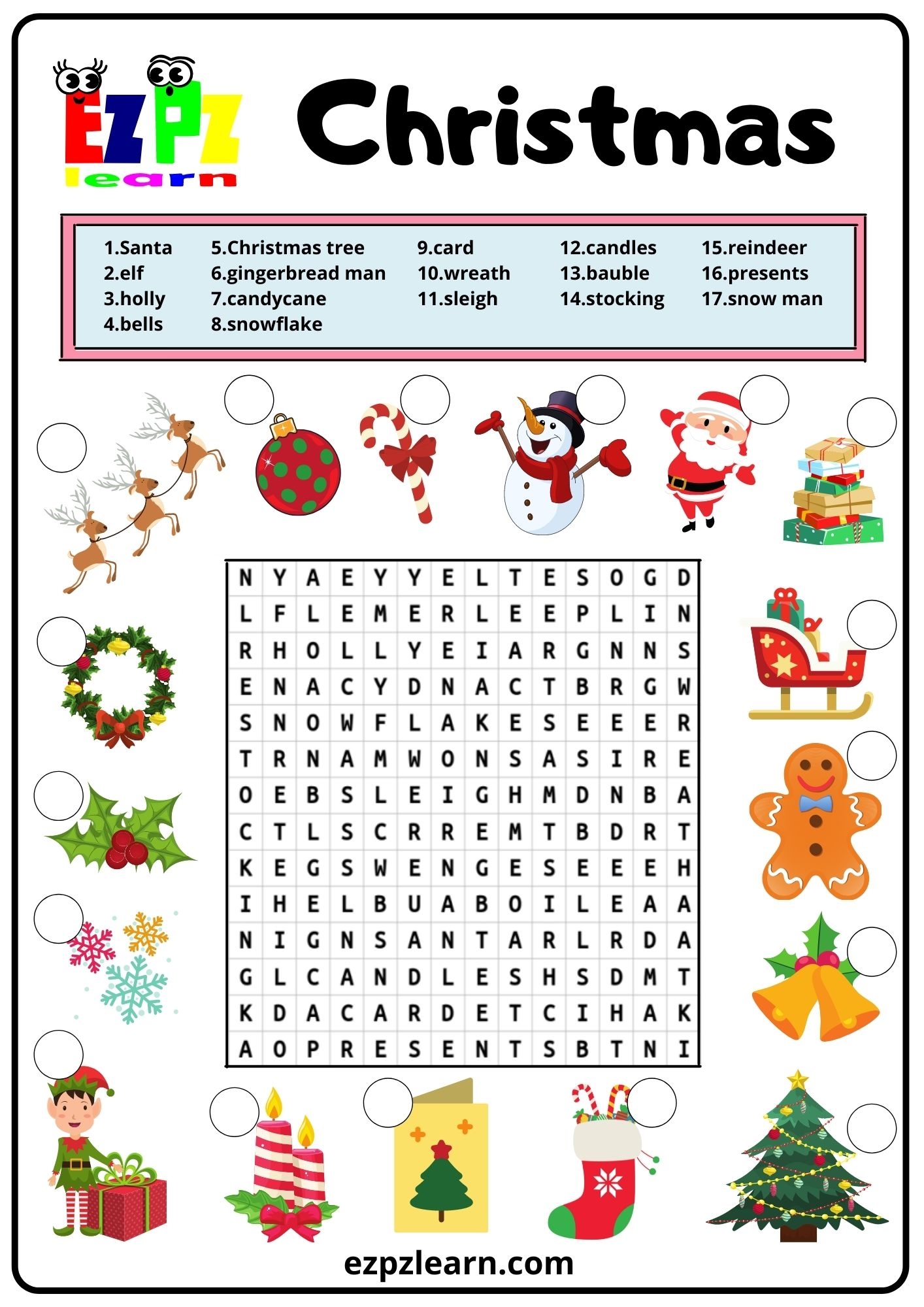 christmas english worksheets