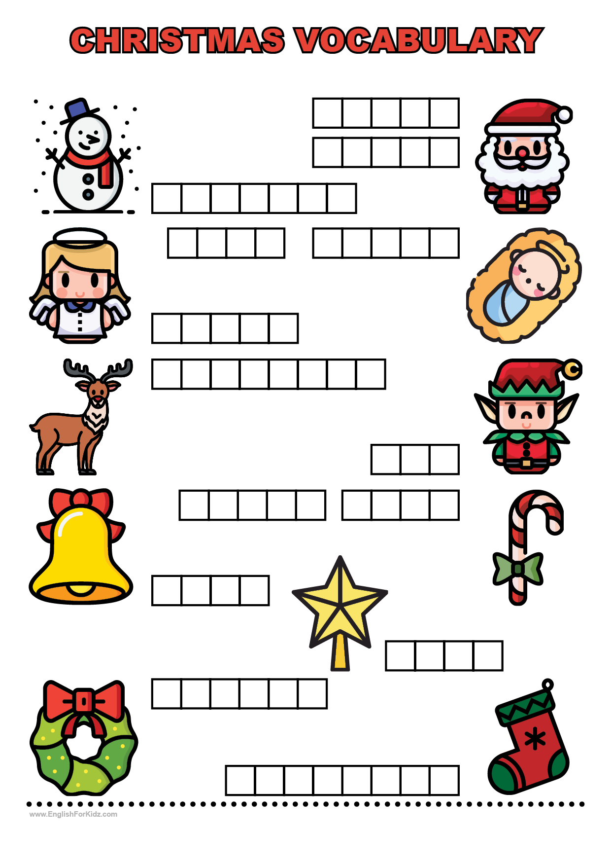 English For Kids Step By Step Christmas Vocabulary Worksheets