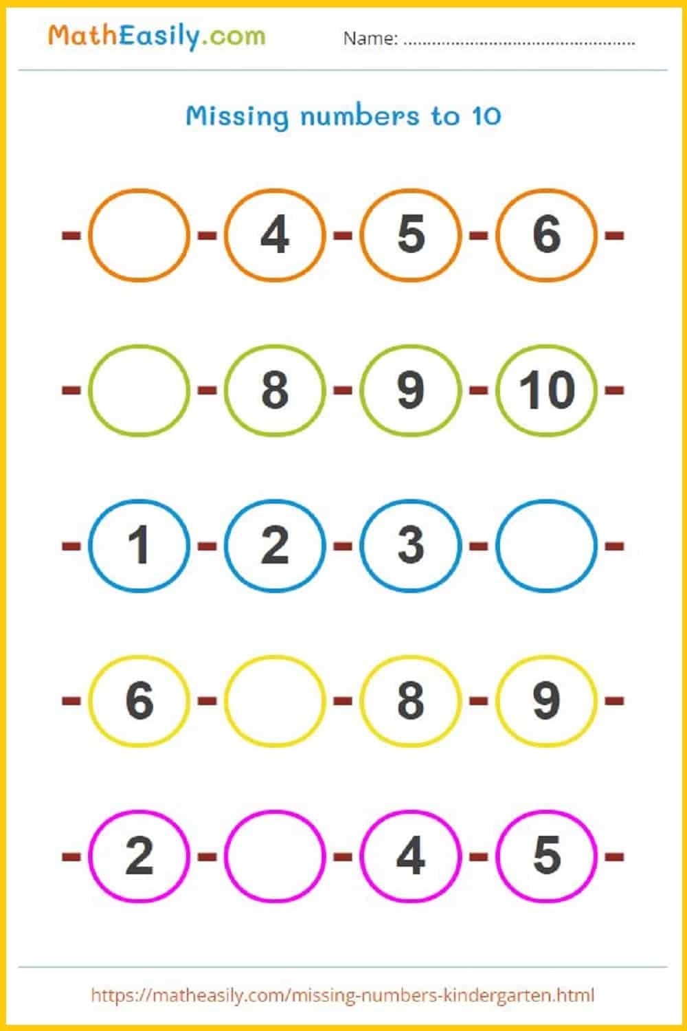free online math worksheets for kindergarten
