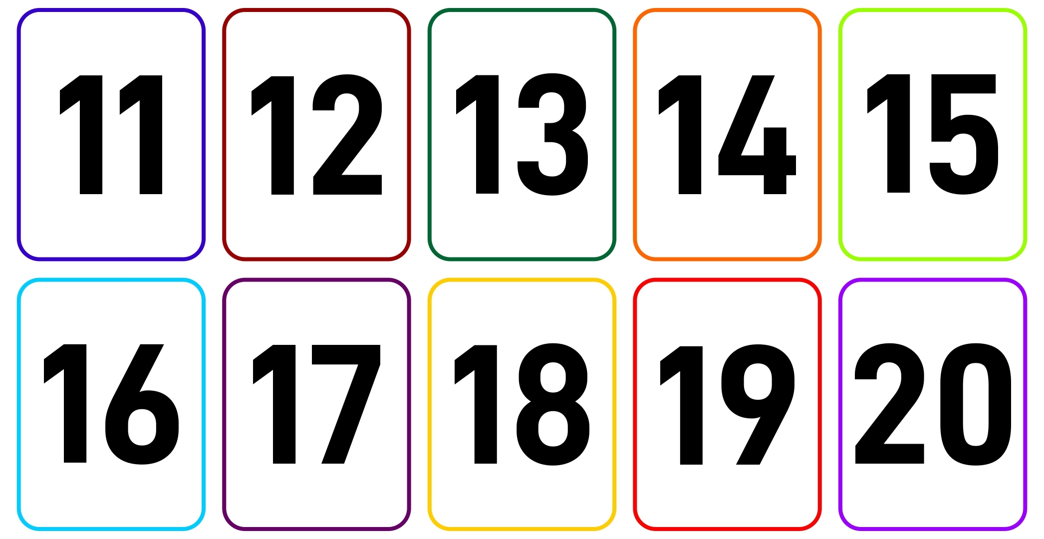 10 Best Large Printable Numbers 11 20 Printablee Printable Flash Cards