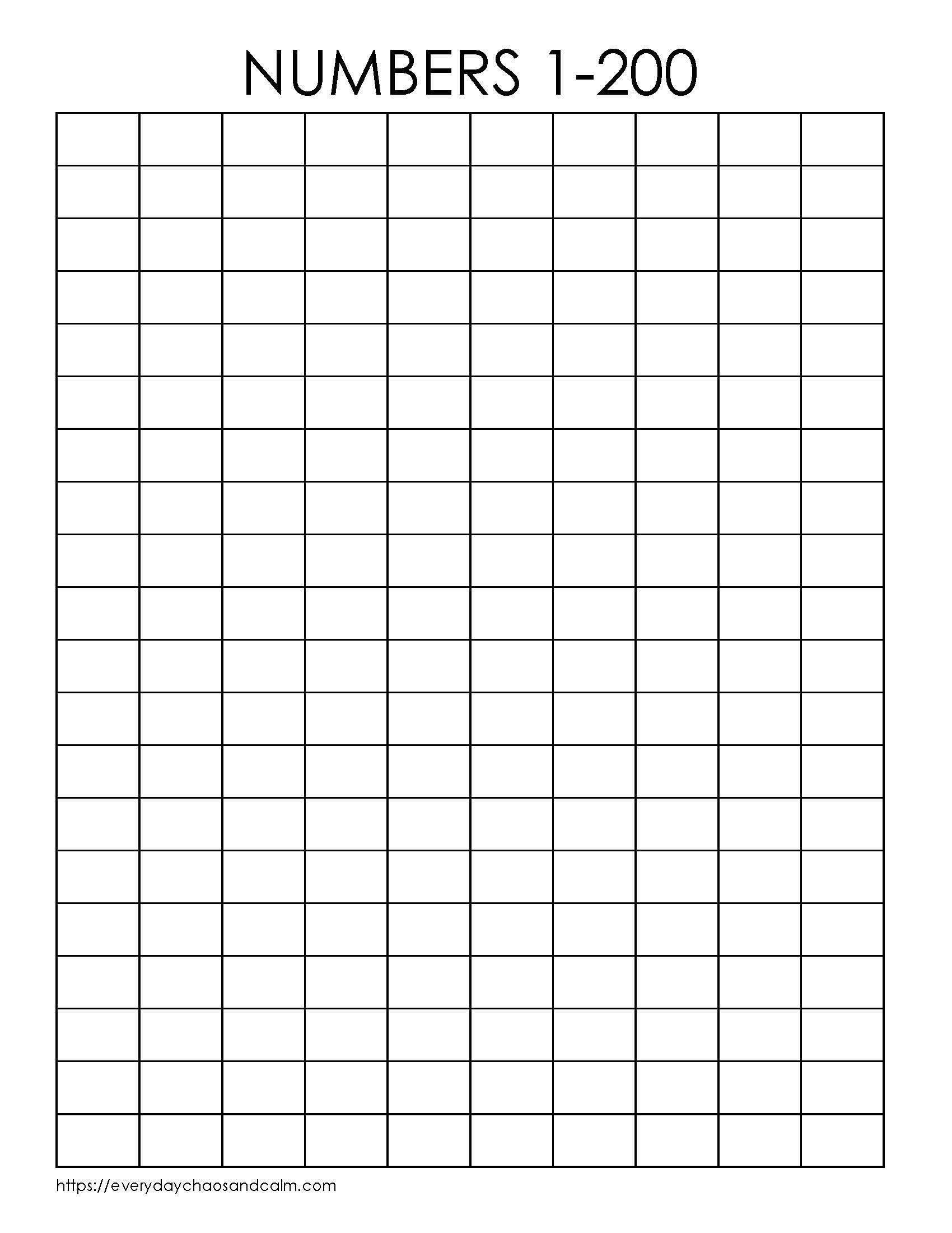 10 Best Printable Number Chart 200 Printable Label 53 OFF