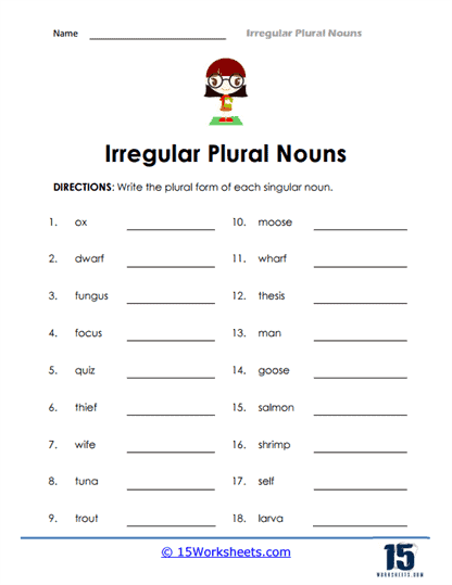 10 Irregular Plurals Worksheet Pdf Infoupdate