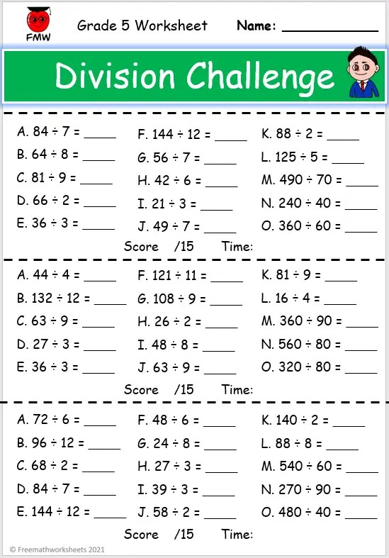 10 Printable Division Worksheets Numbers 1 10 3rd 5th Grade Etsy 