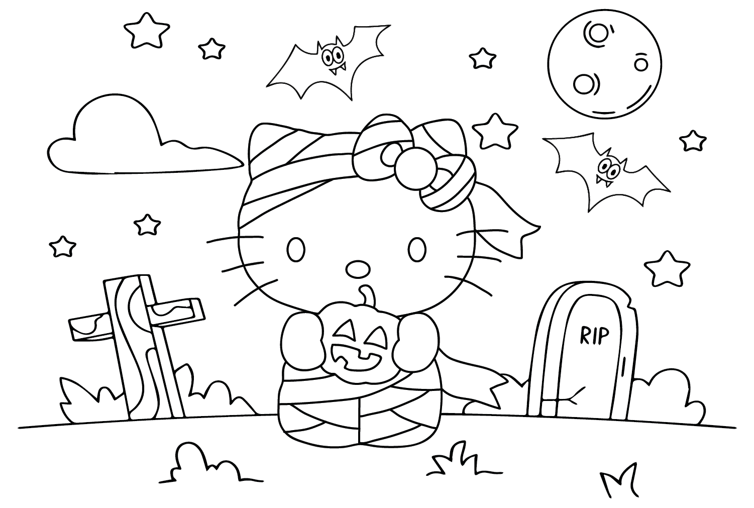10 Printable Halloween Hello Kitty Coloring Pages Coloring Craze