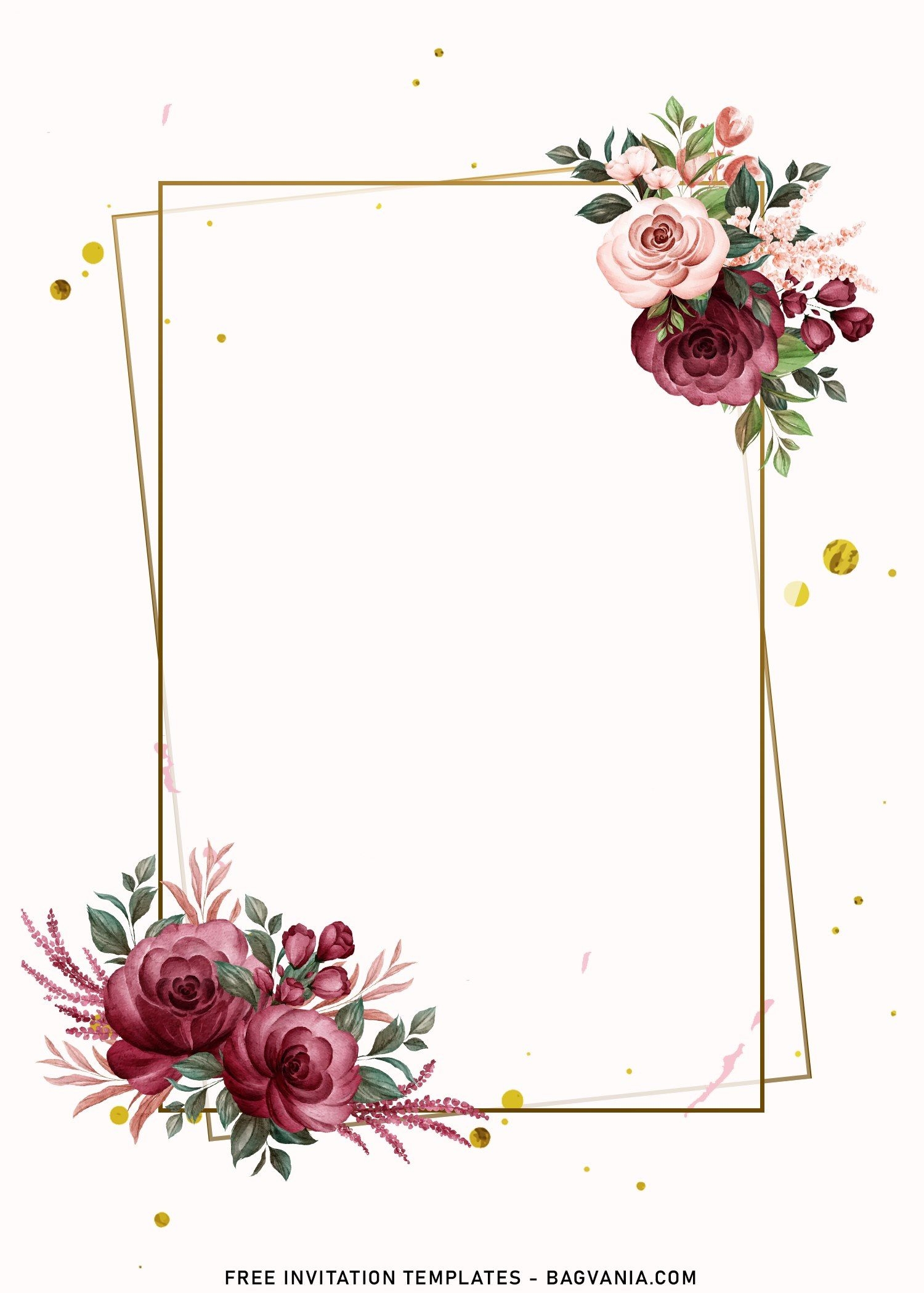 11 Retro Burgundy Rose Floral Birthday Invitation Templates Floral