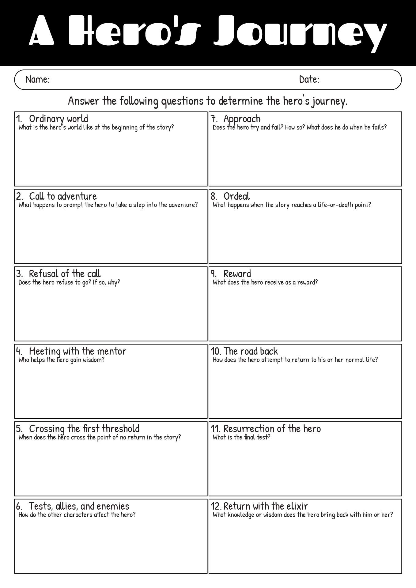 13 The Hero 39 s Journey Worksheet Free PDF At Worksheeto