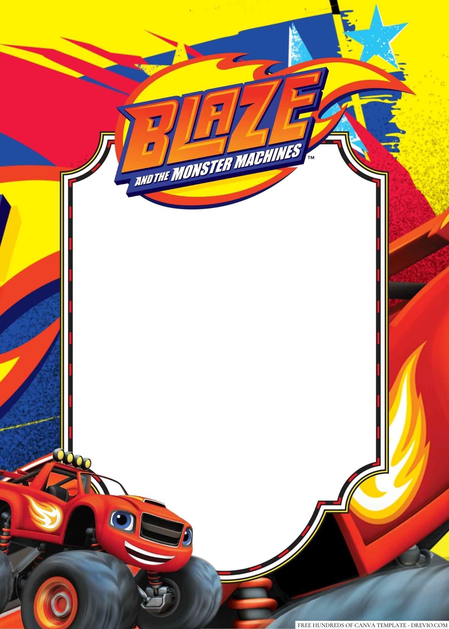 14 Blaze And The Monster Machines Canva Birthday Invitation Templates