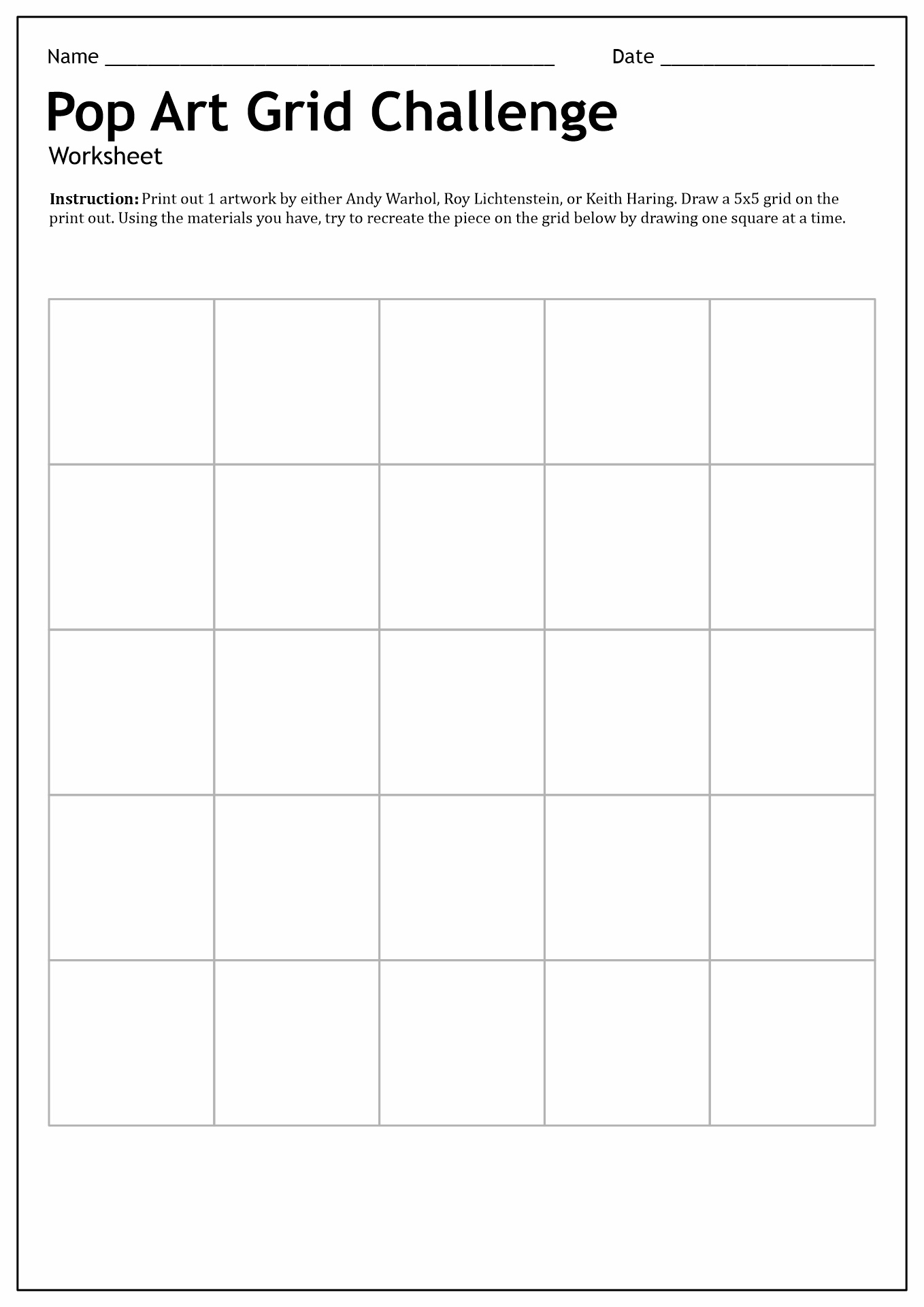 art worksheet