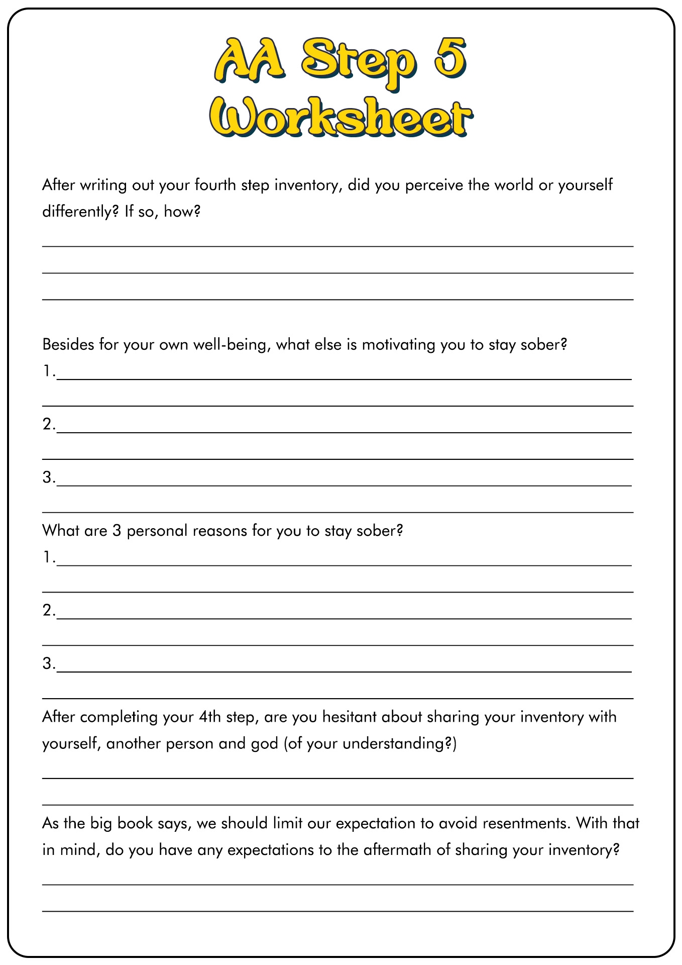 15 12 Step Recovery Worksheets Free PDF At Worksheeto 