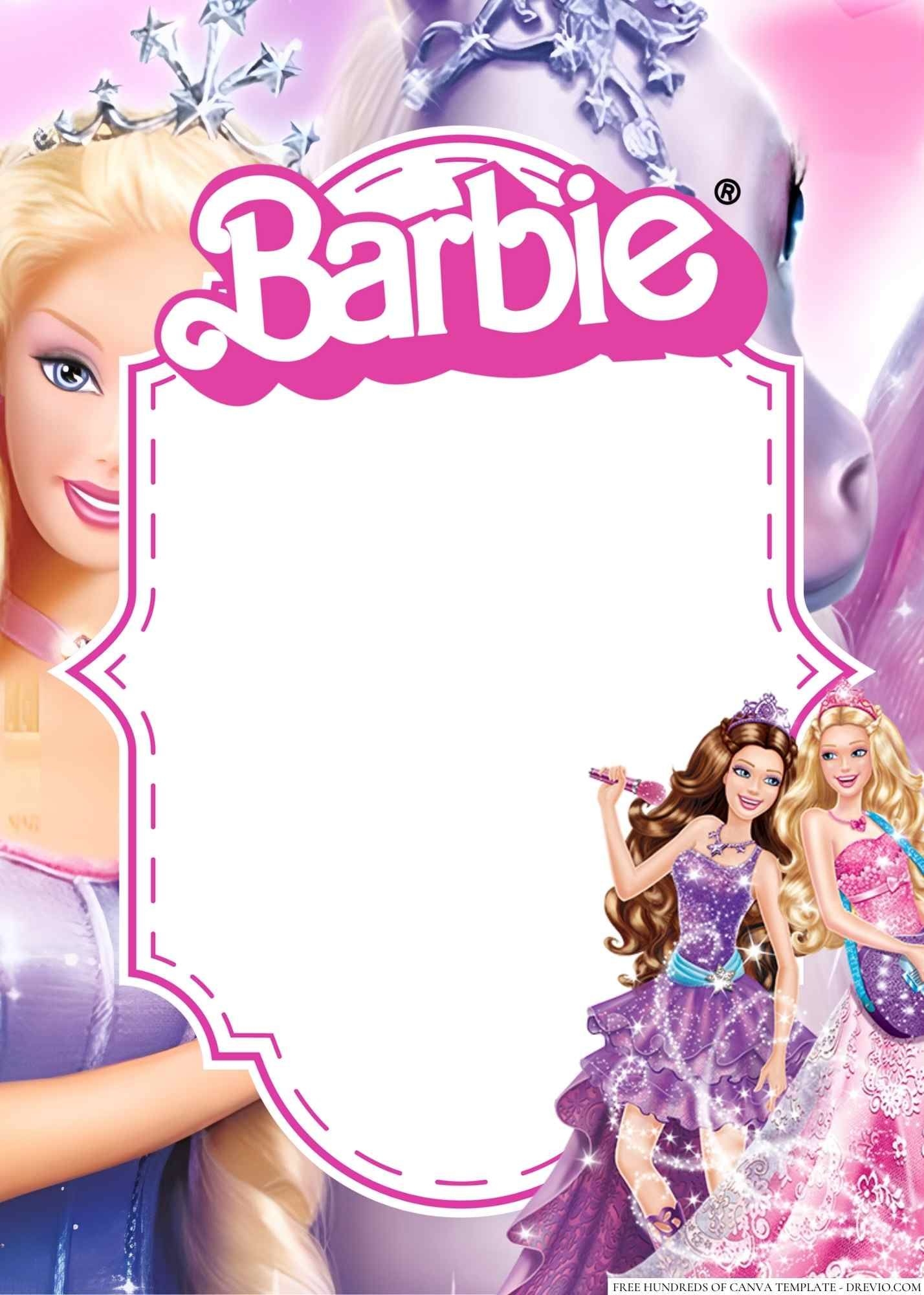 barbie invitation template blank