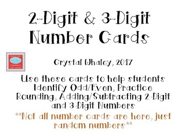 2 Digit 3 Digit Number Cards By Crystal Whaley TpT