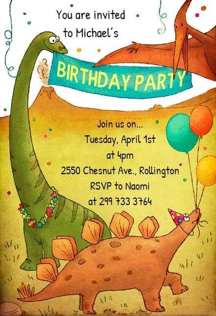 20 Blank Dinosaur Birthday Invitation Template PSD File By Dinosaur