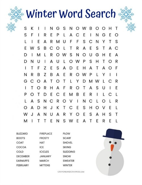 winter printable activities for kids