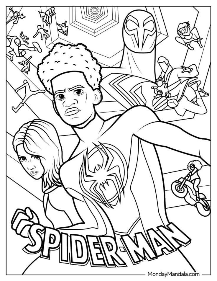 20 Miles Morales Coloring Pages Free PDF Printables Spider Coloring 