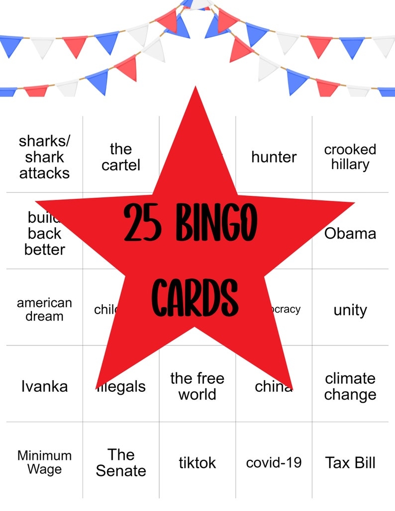 2024 Presidential Debate Printable BINGO Pack Of 25 Drinking Game 