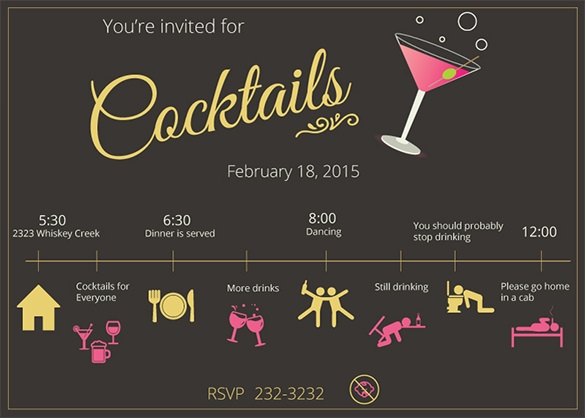 21 Stunning Cocktail Party Invitation Templates Designs Word PSD AI
