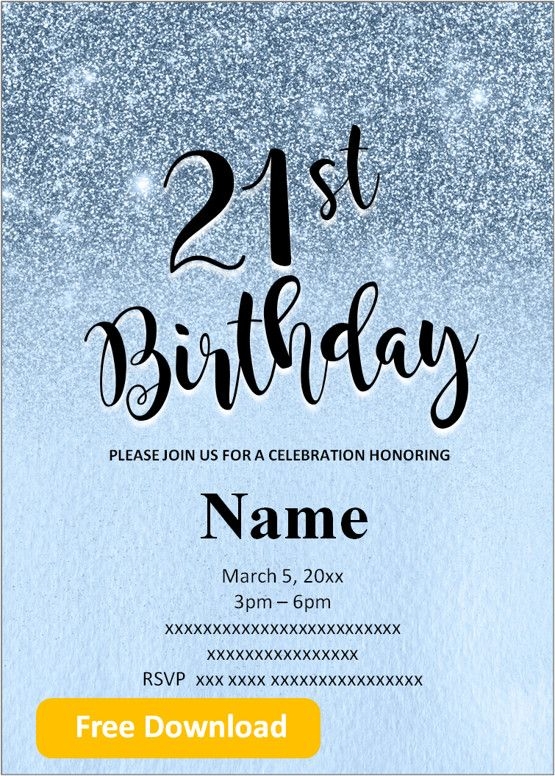 21St Birthday Invitation Templates Free Content Calendar Template