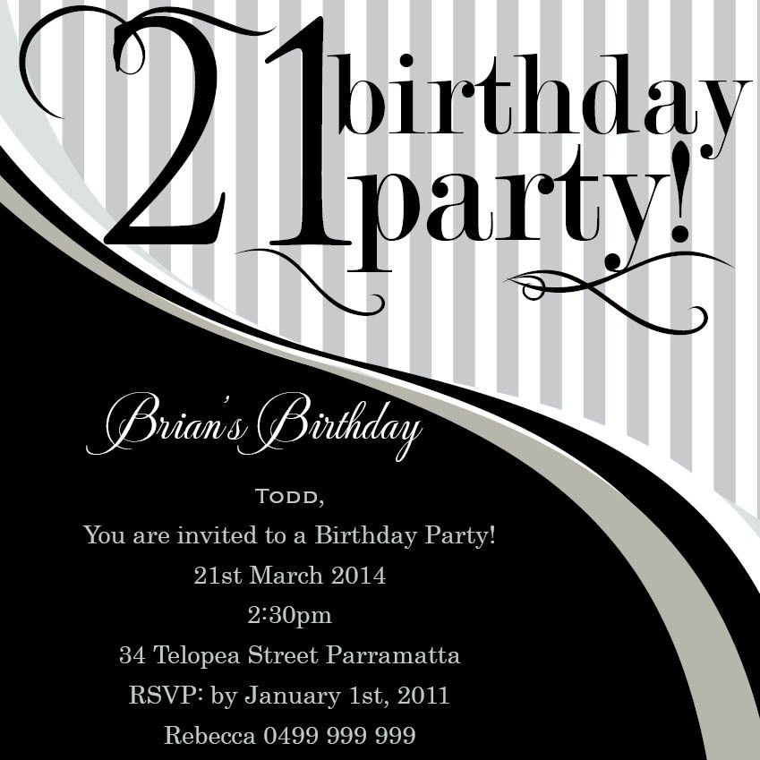 21St Birthday Invitation Templates Free Printable Word Searches