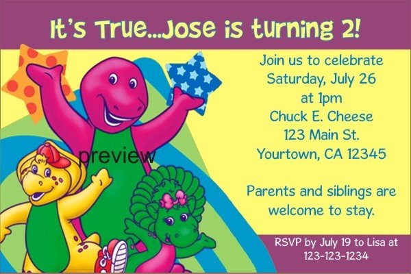23 Barney Party Invitation Template Images US Invitation Template