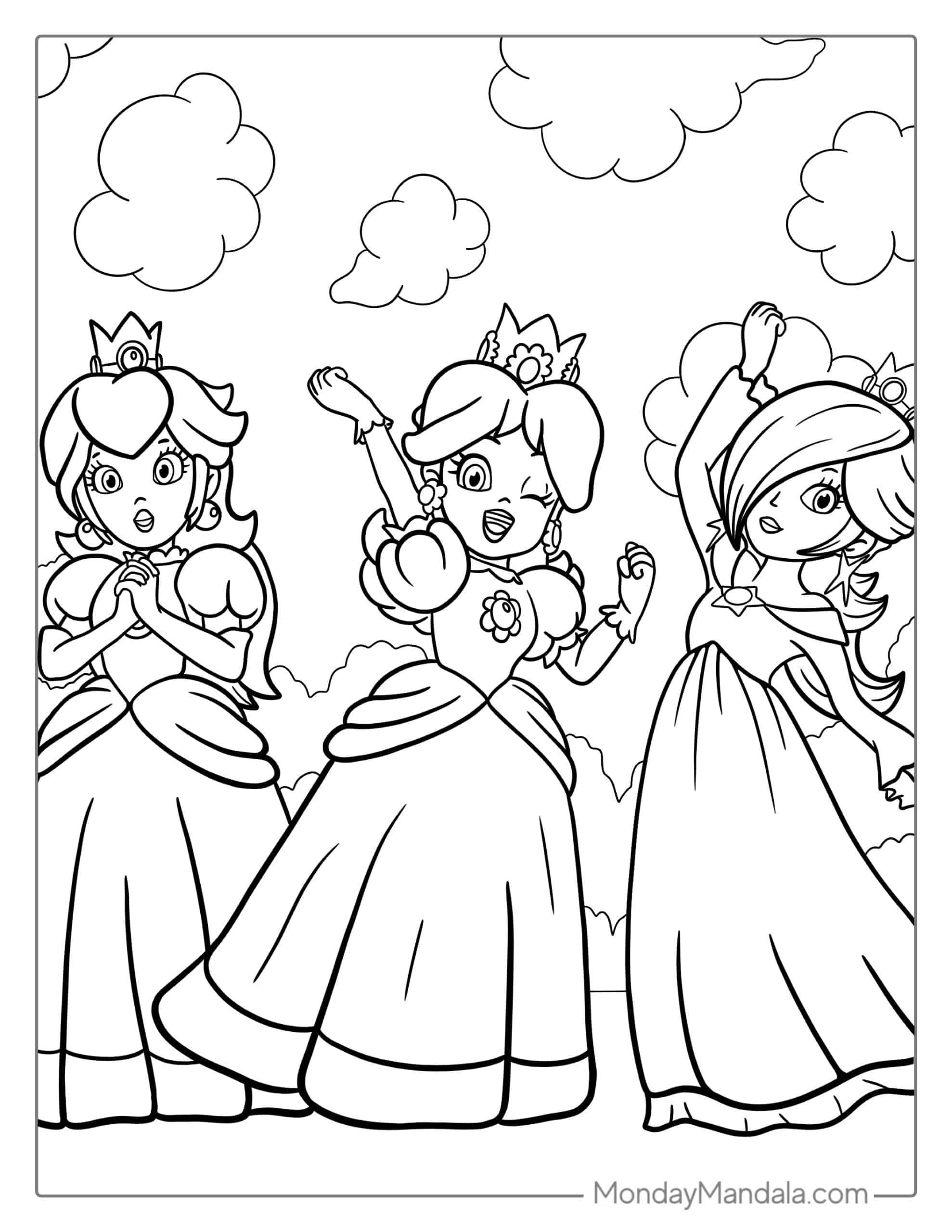25 Princess Peach Coloring Pages Free PDF Printables Mario Coloring