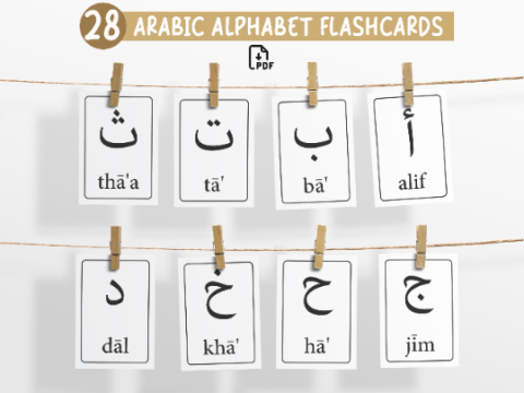 28 Printable Arabic Alphabet Flash Cards Preschool Flashcards