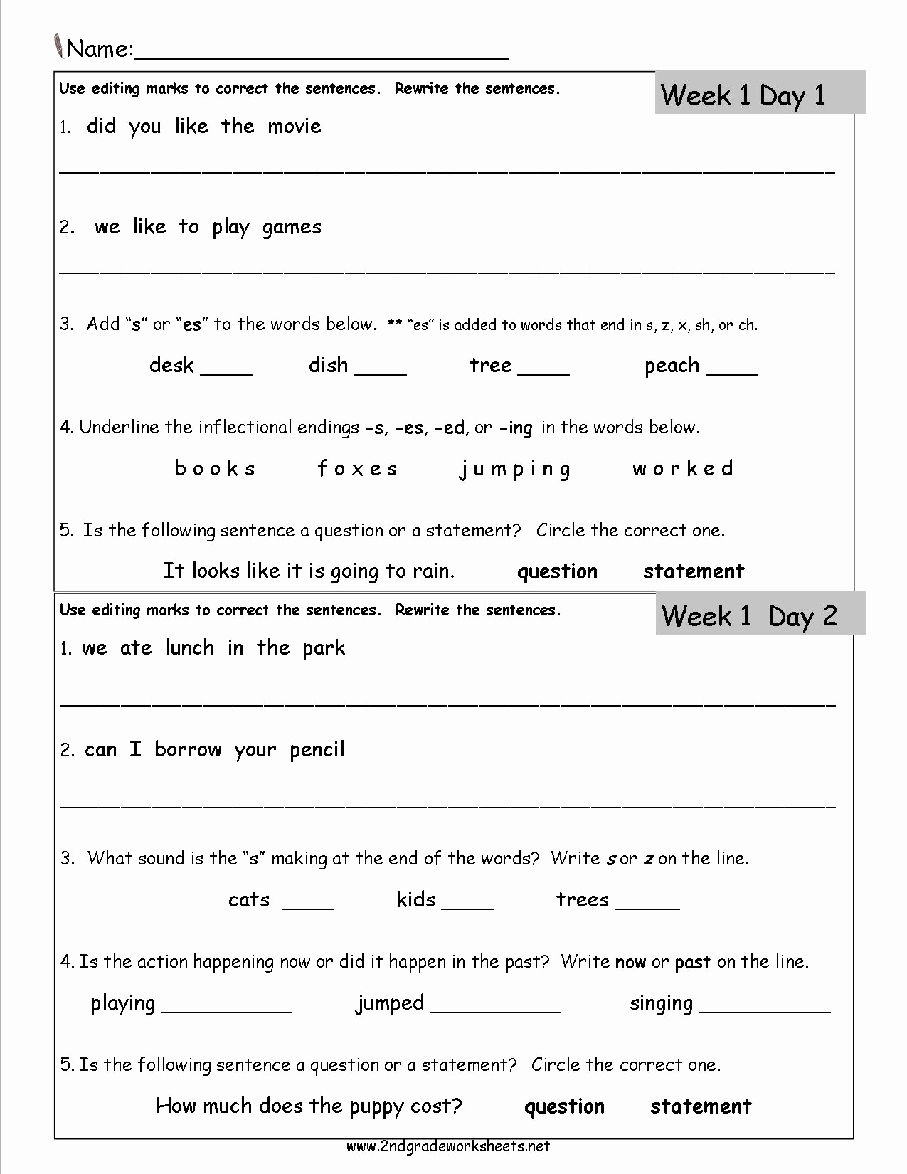 2nd Grade Grammar Worksheets Pdf Inspirational 2ndgradeworksheets 
