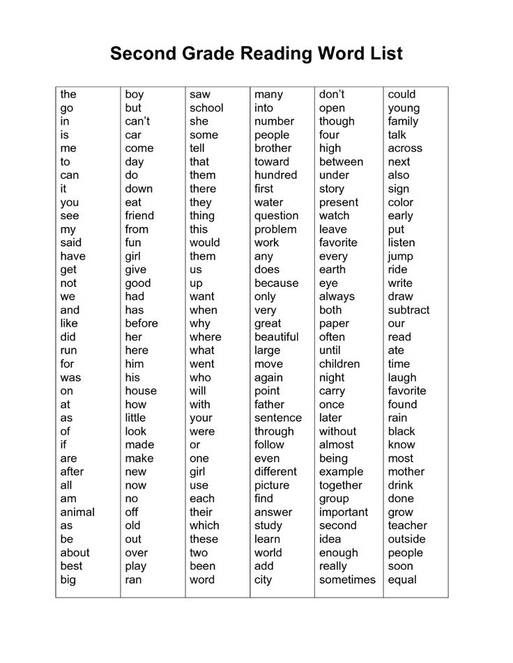 2nd Grade Sight Word List Printable 2nd Grade Spelling Words