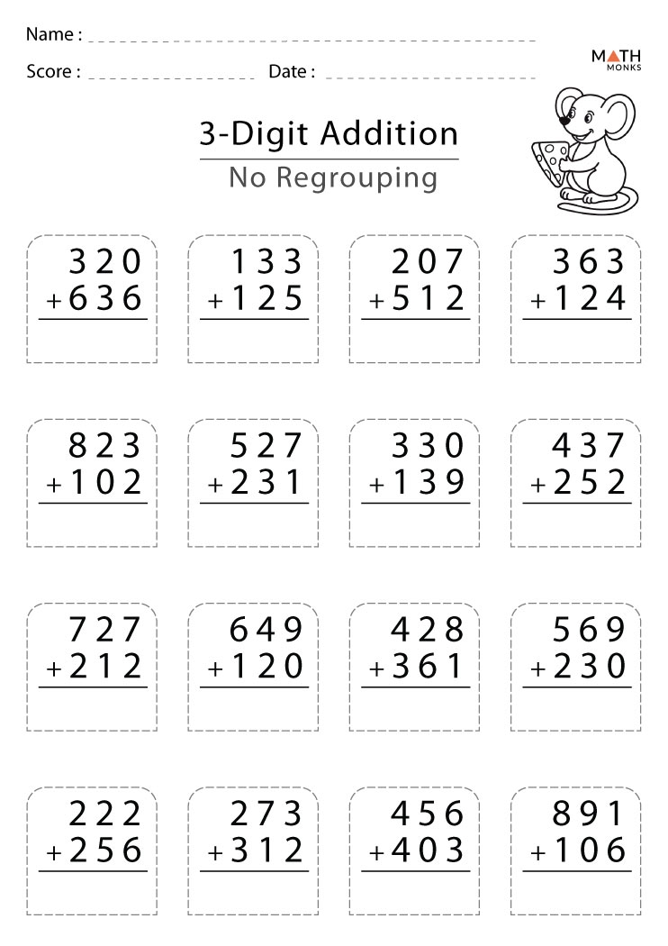 addition regrouping worksheets