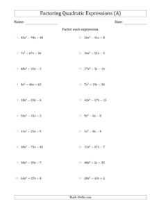 factor by grouping worksheet