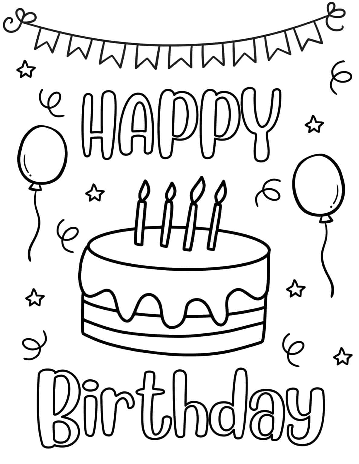 free birthday coloring pages printable