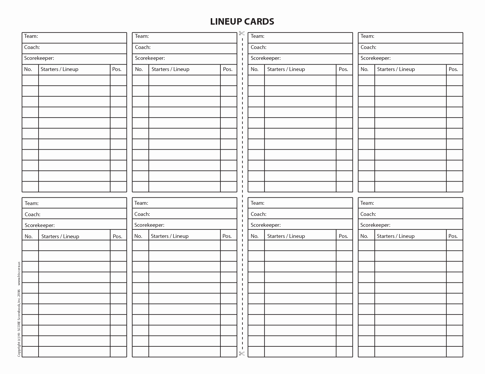 30 Printable Baseball Lineup Cards Tate Publishing News