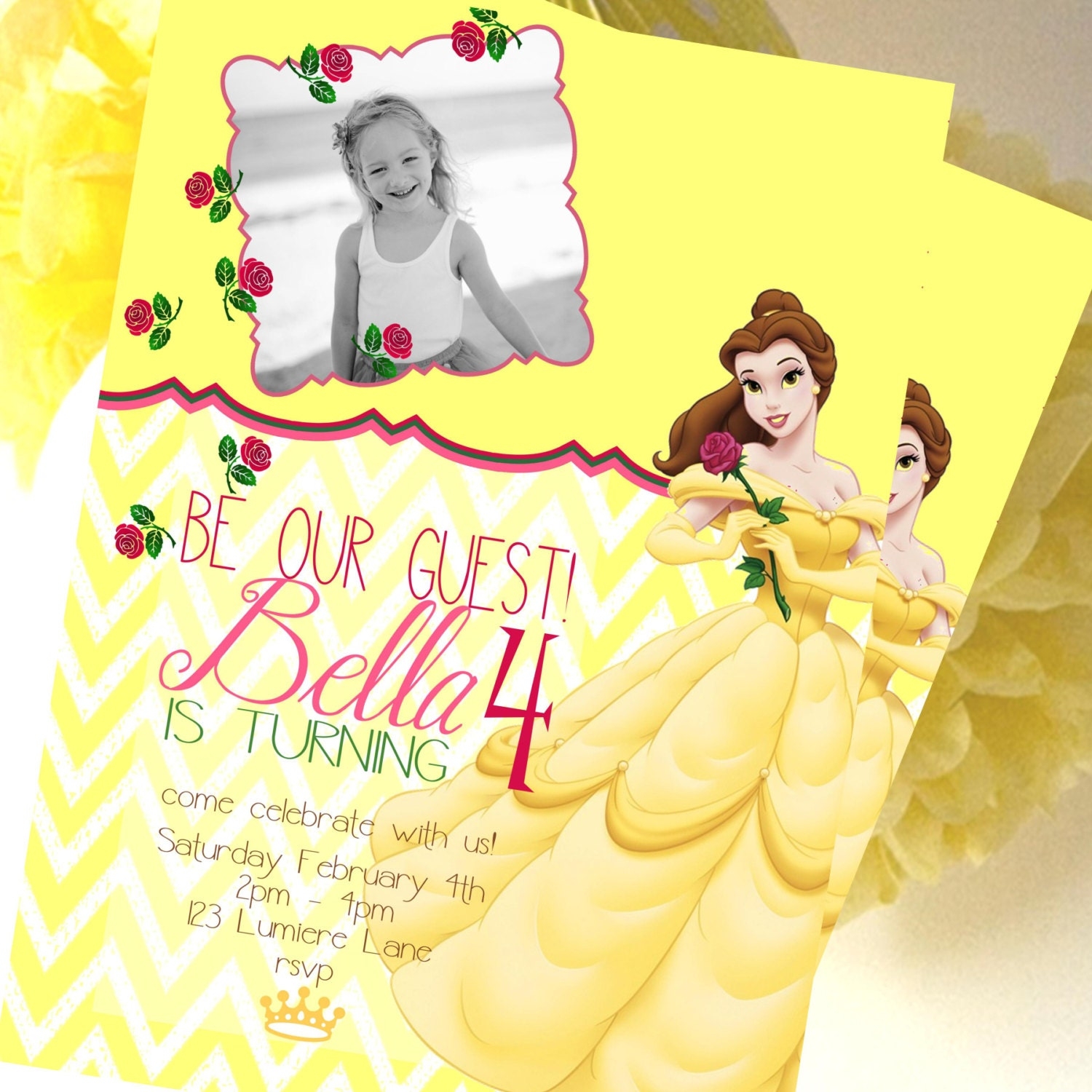 31 Belle Party Invitations Gif US Invitation Template
