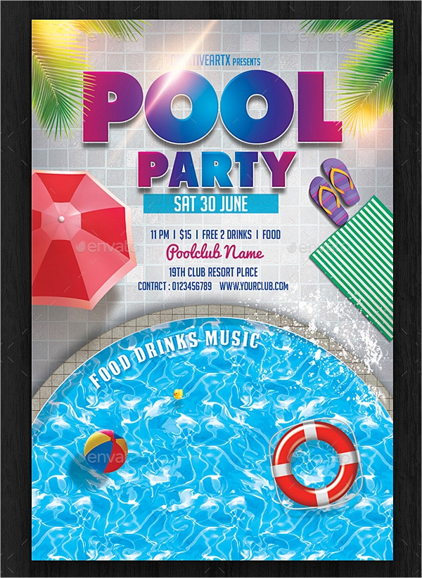 birthday pool party invitation template free