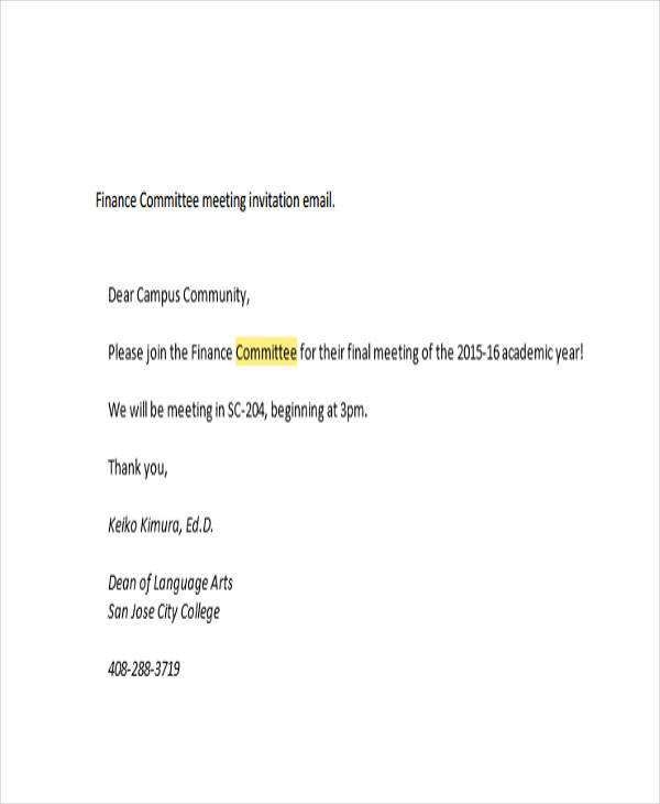 36 Create Formal Meeting Invitation Email Template In Word For Formal