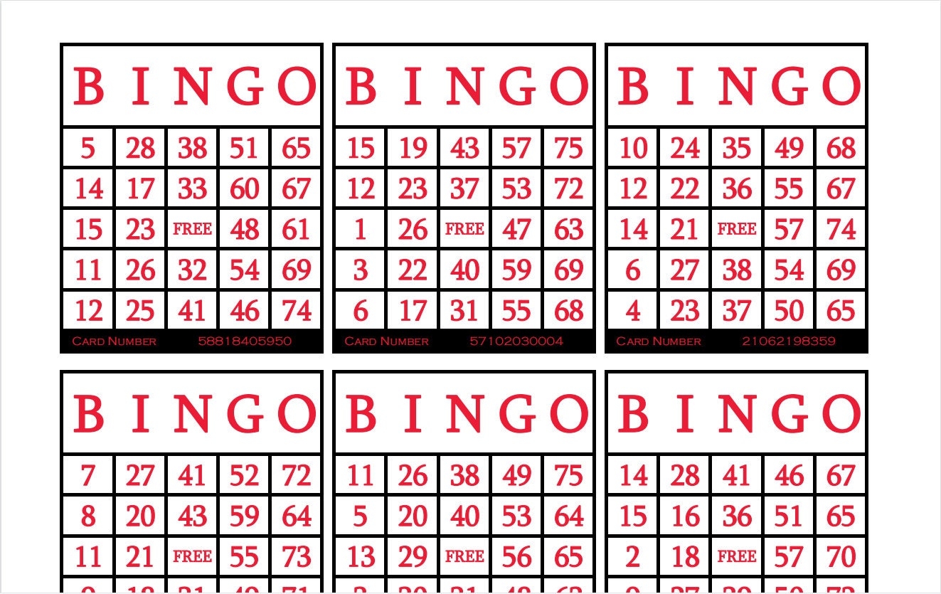 3600 Printable Bingo Cards 6 Per Page Large Holidays Parties Games 