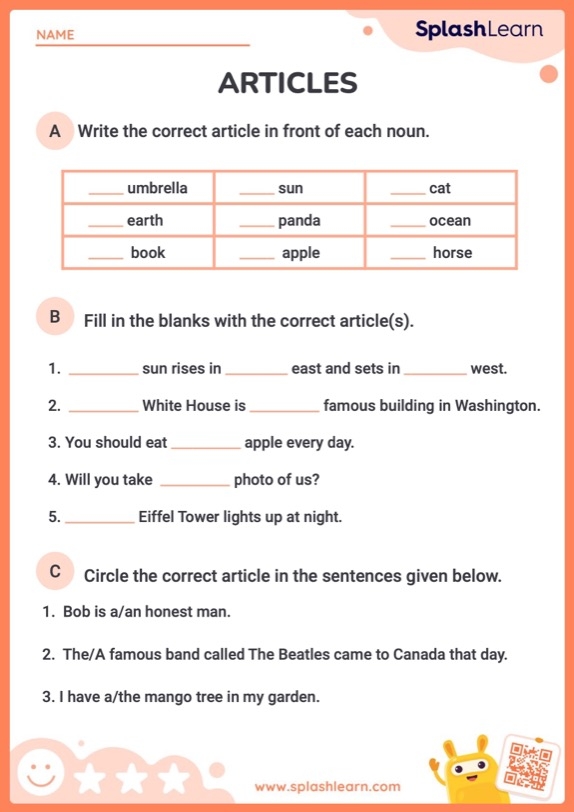 language art worksheets for 3rd graders