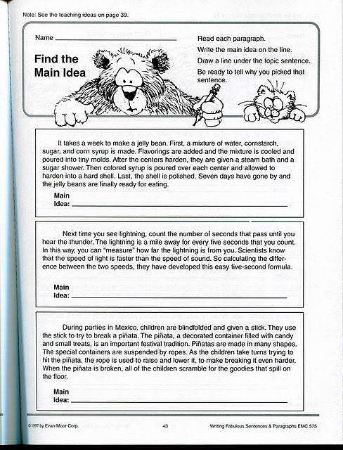 main idea worksheets 3rd grade
