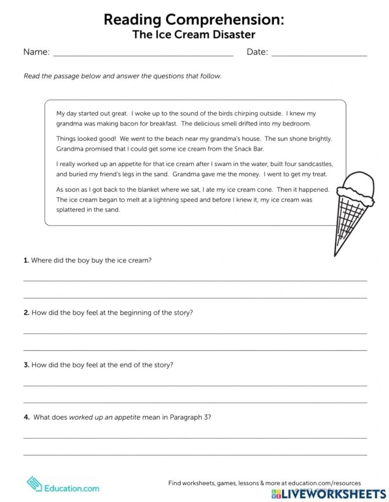 3rd grading reading comprehension worksheets