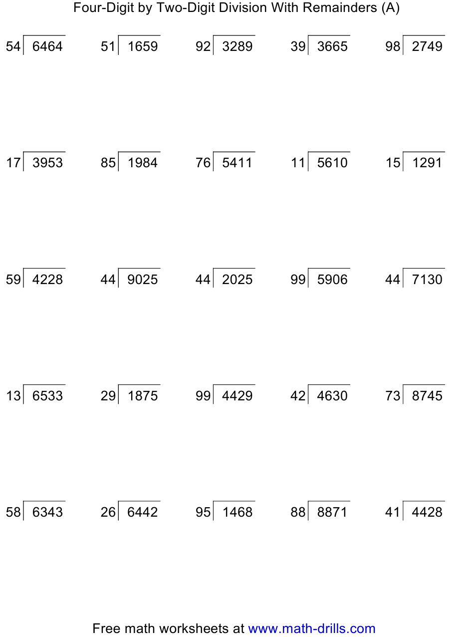 2 digit division worksheets
