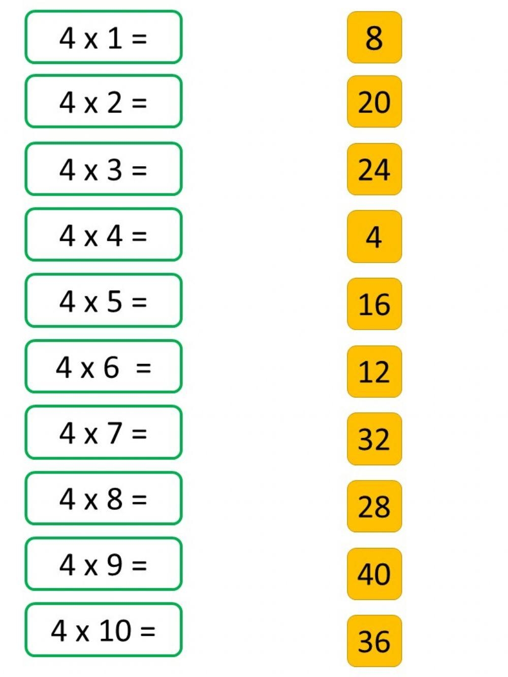 4 Times Table Multiplication Wheels Worksheet Worksheet Pack 