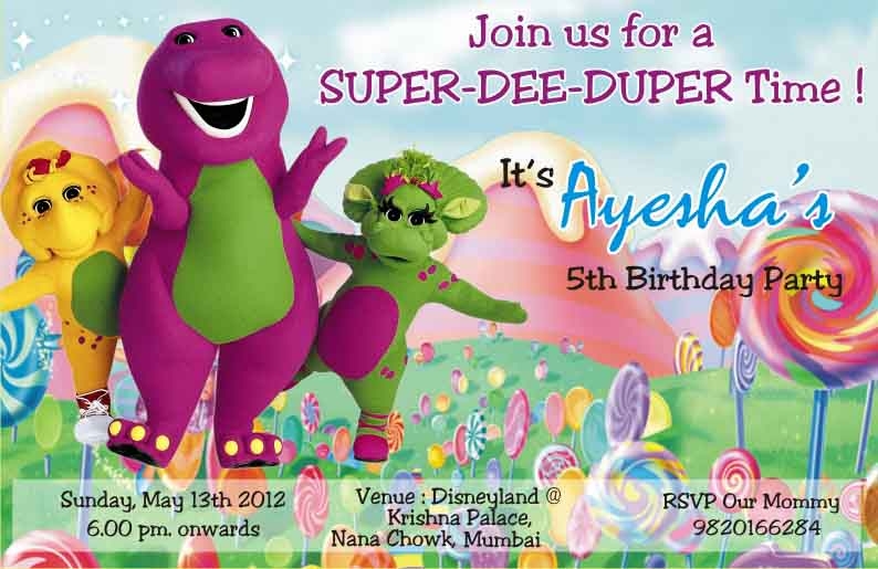 40th Birthday Ideas Barney Birthday Invitation Templates