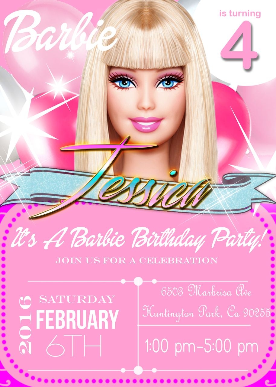 barbie party invitation template
