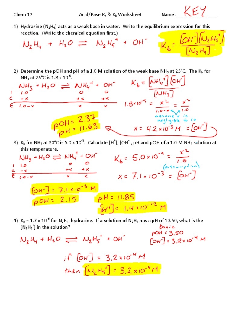4b Worksheet Ka KB Answers PDF Ph Acid Worksheets Library