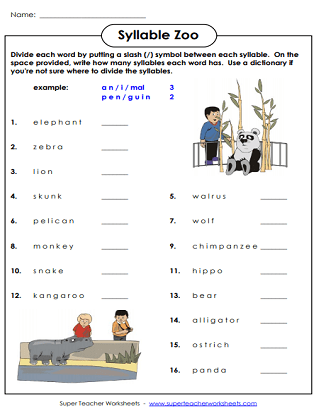 4th grade syllable worksheets pdf